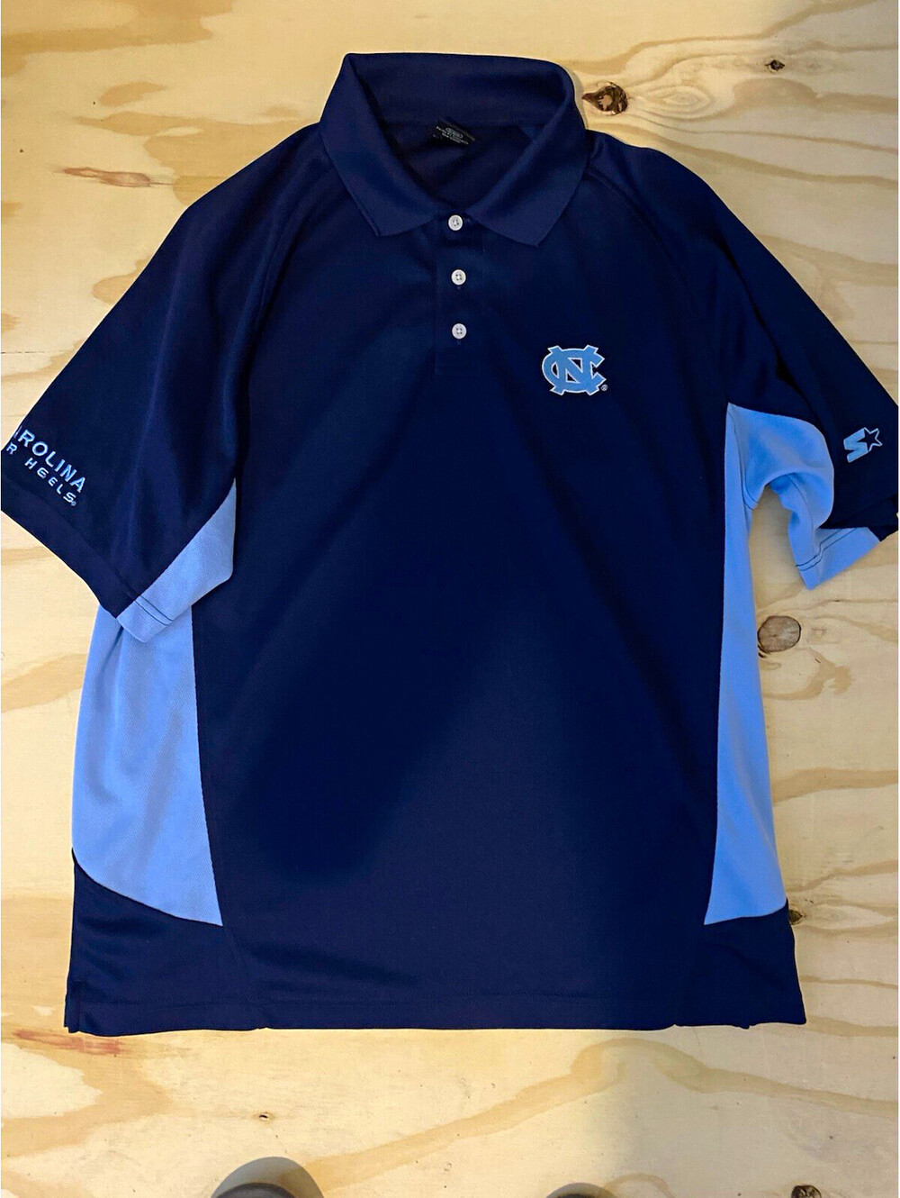 Starter North Carolina Tar Heels UNC Polo Shirt Navy Blue Size Large